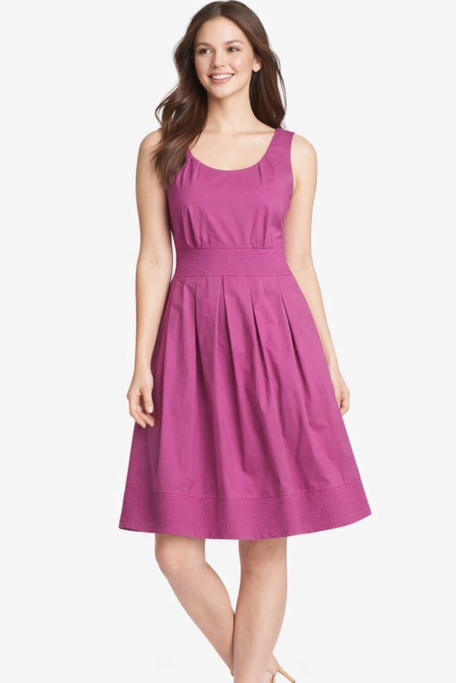 Eliza J Magenta Sleeveless Fit & Flare Dress Size 16W Textured Waist & Hem